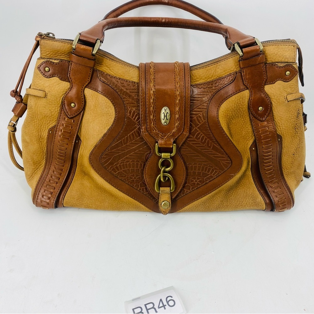 Vintage Cole Haan Tooled Leather Purse Sierra Laser Cut Shoulder Bag Tan & Brown